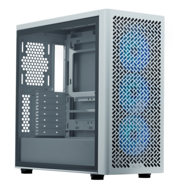ELITE 502, Tempered Glass, No PSU, ATX, White, Mid Tower Case