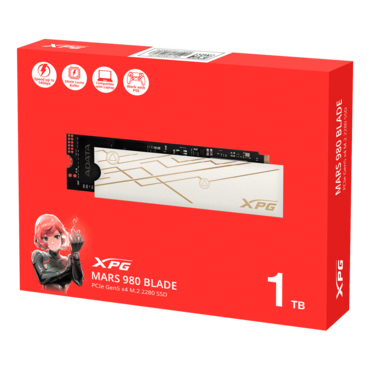 1TB MARS 980 BLADE, w/ Heatsink, 14000 / 10000 MB/s, 3D NAND, PCIe NVMe 5.0 x4, M.2 2280 SSD