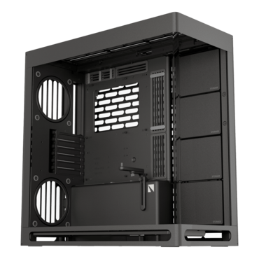 HS 420, Tempered Glass, No PSU, E-ATX, Black, Mid Tower Case