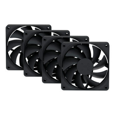 FA12 Pitch Black 4 x 120mm, 1500 RPM, 72 CFM, 28 dBA, Cooling Fans
