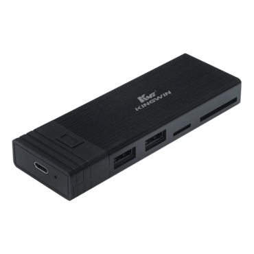KWI-EM201, M.2 NVMe Enclosure Aluminum with USB Hub and Card Reader