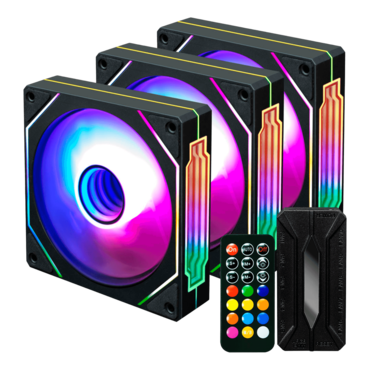 KWI-FAN01A 3 x 120mm, w/ Controller, ARGB LEDs, 1200 RPM, 40 CFM, 20 dBA, Cooling Fan