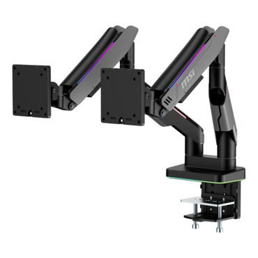 MPG MT201DR V2, 17" - 35" Screens, Matte Black/Painted Grey, RGB Double Monitor Arm