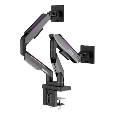MPG MT201DR V2, 17" - 35" Screens, Matte Black/Painted Grey, RGB Double Monitor Arm