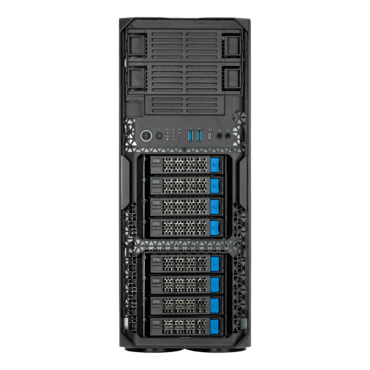 WS380-E, 2x 5.25", 8x 3.5"/2.5" External Bays, No PSU, E-ATX / SSI-EEB, Black, Full Tower Chassis