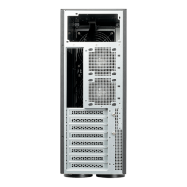 WS380-E, 2x 5.25", 8x 3.5"/2.5" External Bays, No PSU, E-ATX / SSI-EEB, Black, Full Tower Chassis