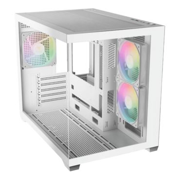 AURA GC10M V2 WH ARGB, Tempered Glass, No PSU, microATX, White, Mini Tower Case