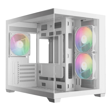 AURA GC10M V2 WH ARGB, Tempered Glass, No PSU, microATX, White, Mini Tower Case