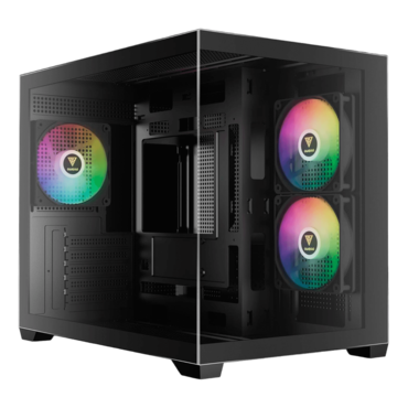 AURA GC10M V2 ARGB, Tempered Glass, No PSU, microATX, Black, Mini Tower Case