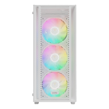 AURA GC2 ELITE WH ARGB, Tempered Glass, No PSU, ATX, White, Mid Tower Case