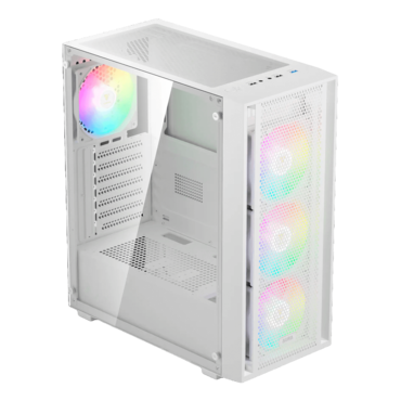 AURA GC2 ELITE WH ARGB, Tempered Glass, No PSU, ATX, White, Mid Tower Case