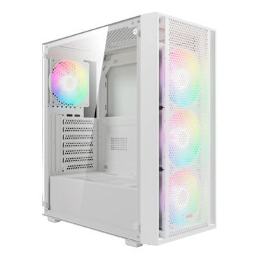 AURA GC2 ELITE WH ARGB, Tempered Glass, No PSU, ATX, White, Mid Tower Case