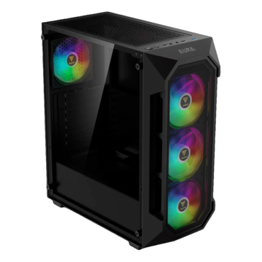 AURA GC1 ELITE ARGB, Tempered Glass, No PSU, ATX, Black, Mid Tower Case