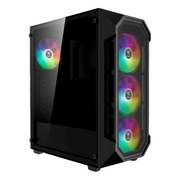 AURA GC1 ELITE ARGB, Tempered Glass, No PSU, ATX, Black, Mid Tower Case