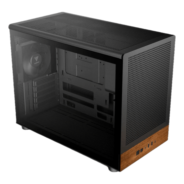 ATHENA M4M WOOD, Tempered Glass, No PSU, microATX, Black, Mini Tower Case