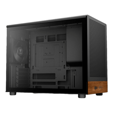 ATHENA M4M WOOD, Tempered Glass, No PSU, microATX, Black, Mini Tower Case