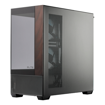 Elite 690 Wood, Tempered Glass, No PSU, ATX, Black, Mid Tower Case