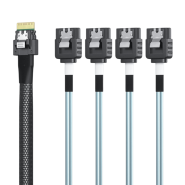 SlimSAS 4i SFF-8654 [x4] to 4x SATA, 800mm, Internal Cable (CAB-8654/4xSATA-4i-P0.8M-11-U1)