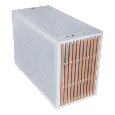 B4-mATX Wood, Mesh Panel, No PSU, microATX, White, Mini Tower Case