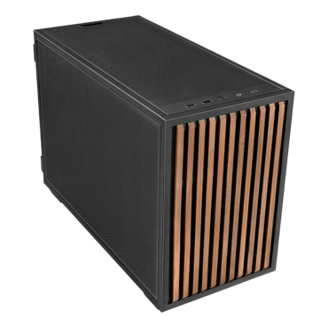 B4-mATX Wood, Mesh Panel, No PSU, microATX, Black, Mini Tower Case