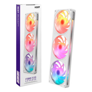 F360 RGB Reverse 3 x 120mm, White, ARGB LEDs, 2200 RPM, 62.14 CFM, 34.39 dBA, Cooling Fans