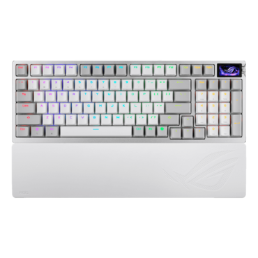 ROG Azoth 96 HE, Per Key RGB, ROG HFX V2 Magnetic, Wireless/Wired/Bluetooth, White, Mechanical Gaming Keyboard