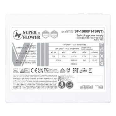 Leadex VIII Platinum PRO White, 80 PLUS Platinum 1000W, ECO Mode, Fully Modular, ATX Power Supply