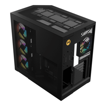 Y50 RGB, Tempered Glass, No PSU, E-ATX, Pitch Black, Mid Tower Case