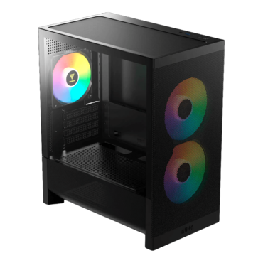 AURA GC15M ARGB, Tempered Glass, No PSU, microATX, Black, Mid Tower Case