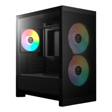 AURA GC15M ARGB, Tempered Glass, No PSU, microATX, Black, Mid Tower Case