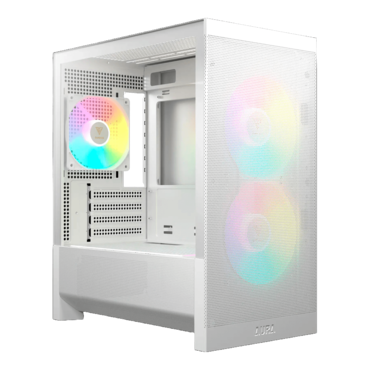 AURA GC15M WH ARGB, Tempered Glass, No PSU, microATX, White, Mid Tower Case