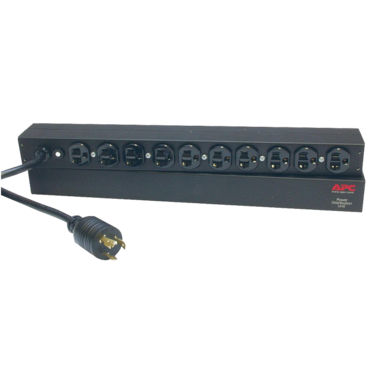 Basic Rack PDU Power Strip (AP9564), 1U Rack, 10x / NEMA 5-20R, 120V AC, 50/60Hz, 20A, 2400VA, 12-feet, Black