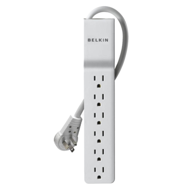 BE106000-2.5, 6 Outlets, 2.5-ft cord, 125V/15A, White, Surge Protector