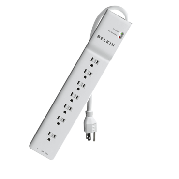 BE107200-06, 7 Outlets, 6-ft cord, 125V/15A, White, Surge Protector