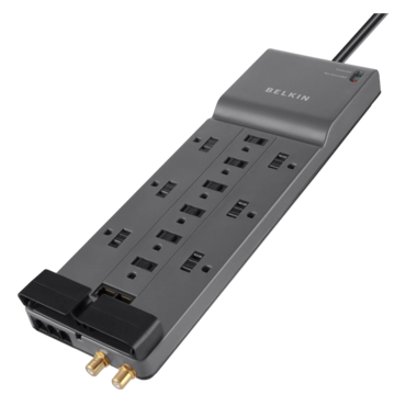 BE112230-08, 12 Outlets, 8-ft cord, 125V/15A, Grey, Surge Protector
