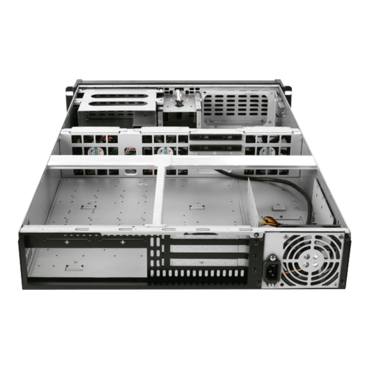 D-200L-PFS, Black Bezel, 1x 5.25&quot;, 3x 3.5&quot; Drive Bays, No PSU, E-ATX, Black, 2U Chassis