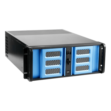 D Storm D-400-6SE, Blue Bezel, 6x 5.25&quot;, 4x 3.5&quot; Drive Bays, No PSU, ATX, Black/Blue, 4U Chassis