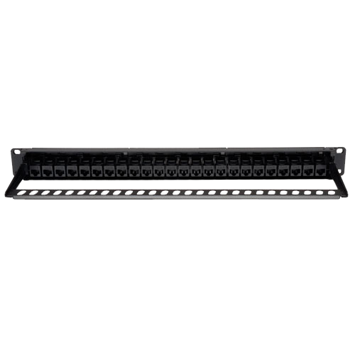 24 Port 1U Rackmount Cat6 Feedthrough Patch Panel, RJ45 Ethernet