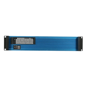D Value D-213-MATX-BLUE, Blue Bezel, 1x 5.25&quot;, 2x 3.5&quot; Drive Bays, No PSU, microATX, Black/Blue, 2U Chassis