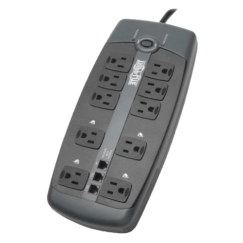 TLP1008TEL, 10 Outlets, Fax/Modem/Phone 8-ft cord, 120V/15A, Black, Surge Protector