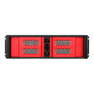 D Storm D-300SASE-RD, Red Bezel, 2x 5.25&quot;, 4x 3.5&quot; Drive Bays, No PSU, ATX, Black/Red, 3U Chassis