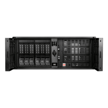 D Storm D407P-DE6BK, Black HDD Handle, 3x 5.25&quot;, 2x 3.5&quot; Drive Bays, 6x 3.5&quot; Hotswap Bays, No PSU, ATX, Black, 4U Chassis