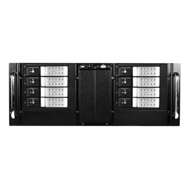 D Storm D410-DE8SL, Silver HDD Handle, 8x 3.5&quot; Hotswap Bays, No PSU, E-ATX, Black/Silver, 4U Chassis