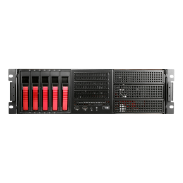 E306L-B5RD, Red HDD Handle, 3x 5.25&quot;, 3x 3.5&quot; Drive Bays, 5x 3.5&quot; Hotswap Bays, No PSU, E-ATX, Black/Red, 3U Chassis