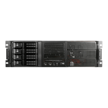 E306L-DE4BK, Black HDD Handle, 3x 5.25&quot;, 3x 3.5&quot; Drive Bays, 4x 3.5&quot; Hotswap Bays, No PSU, E-ATX, Black, 3U Chassis