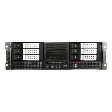 E306L-DE6SL, Silver HDD Handle, 2x 5.25&quot;, 3x 3.5&quot; Drive Bays, 6x 3.5&quot; Hotswap Bays, No PSU, E-ATX, Black/Silver, 3U Chassis