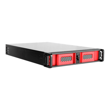 D Storm D-200LSE-RD, Red Bezel, 2x 5.25&quot;, 2x 3.5&quot; Drive Bays, No PSU, E-ATX, Black/Red, 2U Chassis