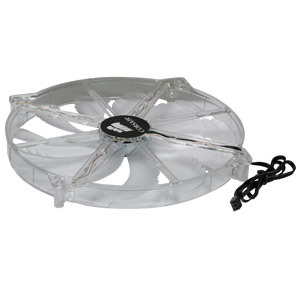 A2020M12SCL 200mm Clear Case Fan w/ White Led, 3-pin Power Connector
