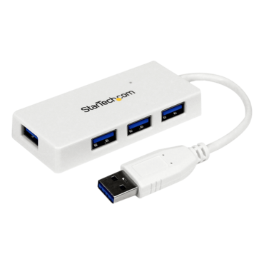 4 Port SuperSpeed Mini USB 3.0 Hub, 5Gbps, White - TAA Compliant