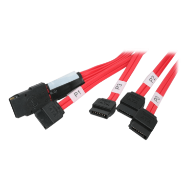 SFF-8087 Molex iPass Mini-SAS to 4x SATA Cable, 4-ports, 1m